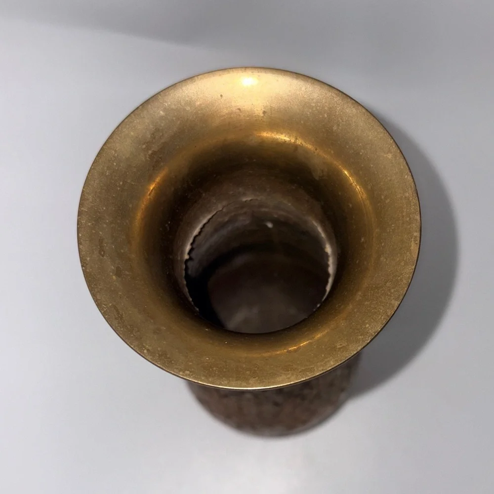 Vintage Brass Floral Engraved Vase - Antique Brass Finish